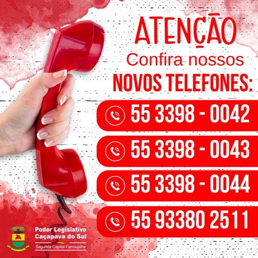 Atenção: Câmara de Vereadores têm novos números de telefone